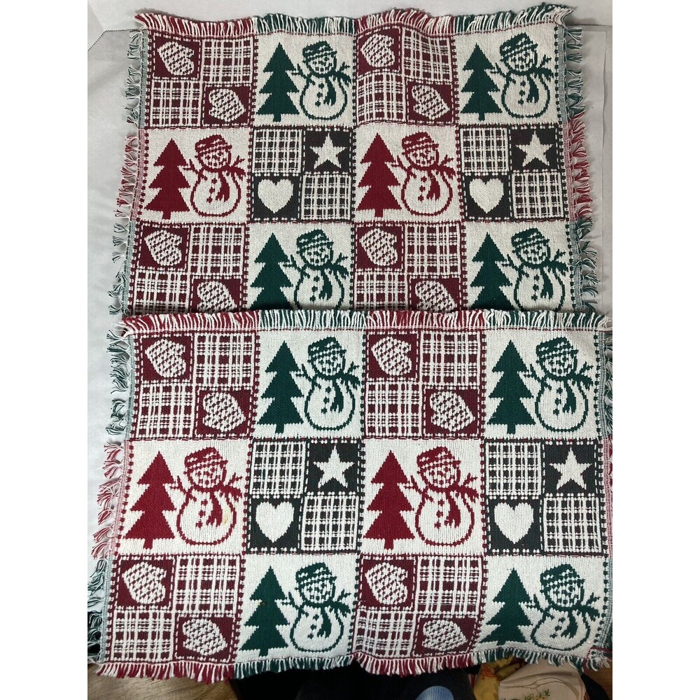Set 2 Tapestry Reversible Snowman Placemats Snowmen Trees Christmas Winter